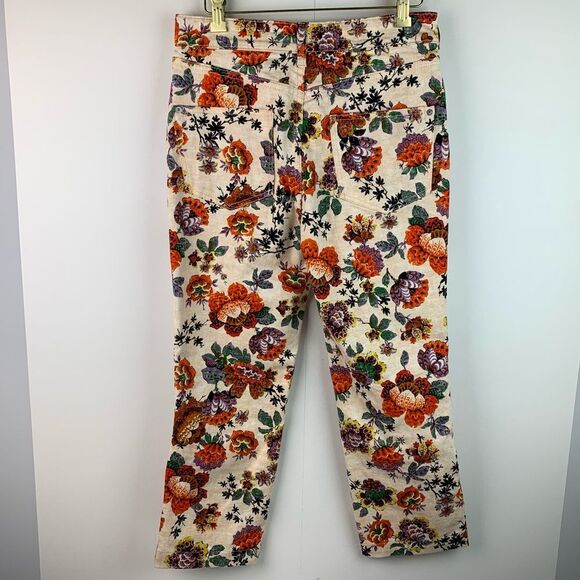 Anthropologie Pilcro High Rise Cropped Cigarette Floral 5-Pocket Jeans Size 28 - Picture 2 of 12